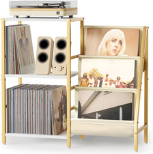 Mobile Porta Vinili Con 3 Ripiani Espositore, Contenitore per 200 Dischi in Vini