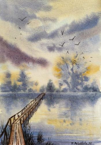 Cielo nuvoloso uccellini ponte - nuvoloso,