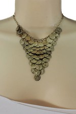 Nuovo Donna Arruginato Antico Vintage Metallo Oro Catenine Monete Moda Collana