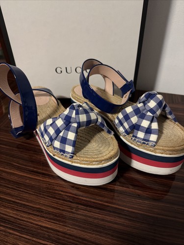 Gucci blu web zeppa plateau - gucci,