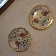 Coppia di antichi piatti porcellana del'700 marchiati Dresda