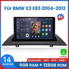 Autoradio Carplay 6+128GB Android14 GPS Navi BT FM DAB+ per BMW X3 E83 2004-2012