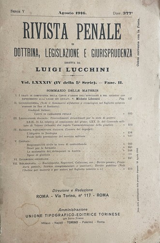 Rivista penale agosto - , 1916