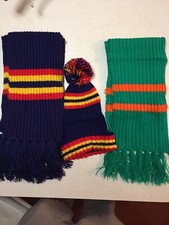 2 Schiarpe Di Lana + 1 Papalina Abbinata Anni 70/80 Fatte A Mano