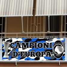STRISCIONE 58 Atalanta Europa League PVC 200X70 CM CON OCCHIELLI ALTA QUALITA