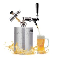 Set di fusti per birra, 5 litri, in acciaio inox 304, con regolatore di (B5O)