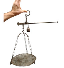 ANTICA BILANCIA STADERA IN FERRO DIAMETRO PIATTO 25 CM VINTAGE DA COLLEZIONE 