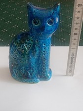 Vintage Gatto Blu Ceramica Bitossi Aldo Londi Flavia Rimini Modernariato NO vaso