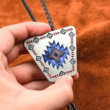 Cravatta vintage western cowboy uomo BOLO clip scivolo totem personalizzato corda pelle PU