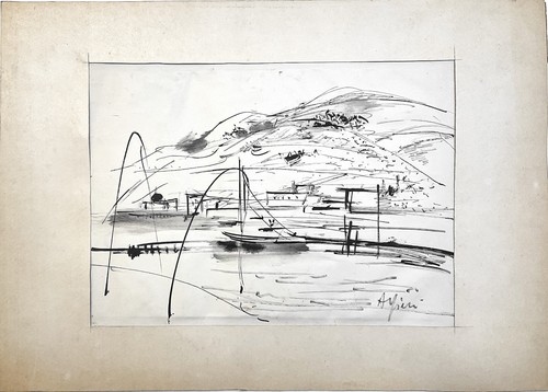 Disegno inchiostro carta - disegno, a