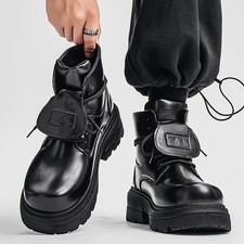 Stivali Derby Suola Spessa Altezza Aumento Scarpe Uomo Grandi Pelle Stile Britannico