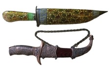 COPPIA COLTELLI PUGNALI SOUVENIR COLLEZIONE EGITTO FODERO LEGNO DECORATO ARABI