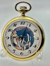 orologio da taschino erotico con automa erotico placcato oro