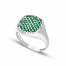 18K White Gold Green CZ Little