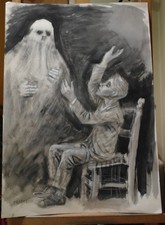 QUADRO PROFERIO GROSSI tecnica mista su carta - cm 50 x 71,5  disegno sul retro