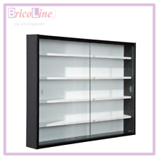 VETRINA COLLEZIONISMO LEGNO LAMINATO BIANCO NERO ANTE VETRO SCORR. CM.80X9,5X60H