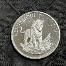 1968 Niger 10 franchi animale leone moneta prova argento 1000 conio