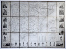 SPAGNA - PORTOGALLO 1840 Mappa originale rara A.R. FREMIN vedute illustrate Madrid