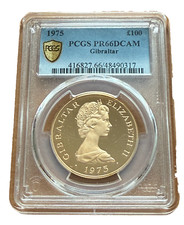 Gibilterra 1975 oro 100 sterline PCGS PR66DCAM anniversario sterlina britannica