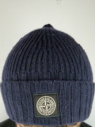 Blue stone island beanie - blue,