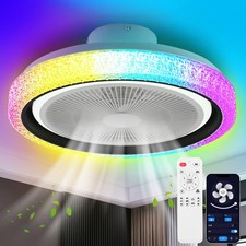 Ventilatore da soffitto LED RGB plafoniere lampada app intelligente telecomando musica DE