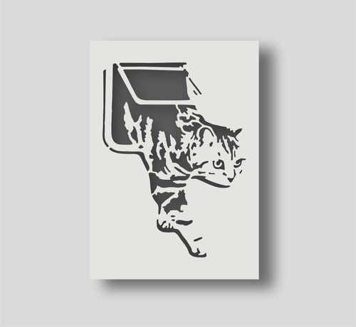 Banksy cat flap stencil - flap,