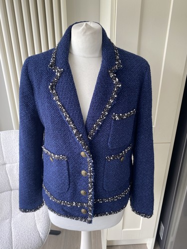 Zara blu navy boucle giacca - navy,