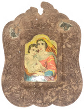 Antico santino Madonna Bambino