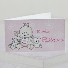 Il Villaggio degli Sposi 20 Bigliettini bomboniera Battesimo Bimba