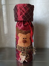 Sacca Per Bottiglia Vino Natale Renna Finemente Ricamata Cm 33 Altezza Ad Trend 