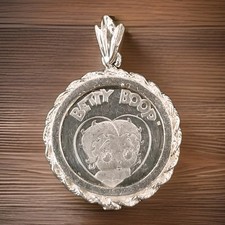 Collana con ciondolo vintage Betty Boop Fleischer Studios in argento sterling .999