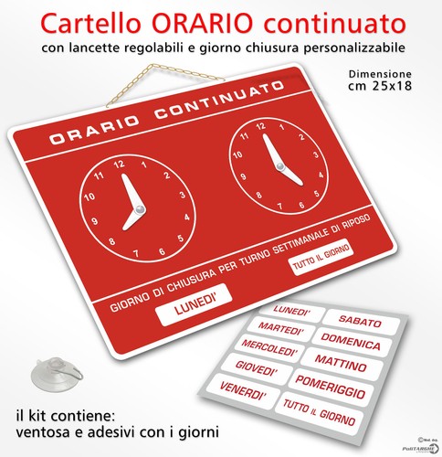 Cartello orario continuato - cartello,