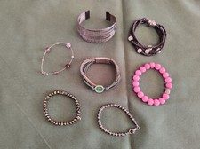 lotto 7 bracciali bigiotteria - acciaio - vetro di murano - cuoio - pietre dure