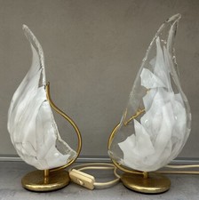 La Murrina Coppia LAMPADA TAVOLO A FOGLIA Abat Jour MID CENTURY VINTAGE BIANCO