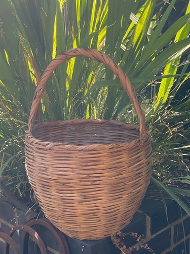 Vintage cane wicker basket - vintage,