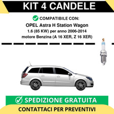 KIT 4 CANDELE per OPEL Astra H Station Wagon 1.6 85 kw anno 2006-2014