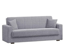 Divano Letto 3 Posti - Jasmine Mod.Smile in Tessuto con Braccioli Grigio