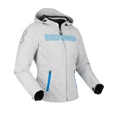 Giacca Bering Lady Warwick grigio chiaro blu impermeabile donna moto con cappuccio