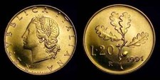 ITALY 1991 R 20 Lire Gem BU