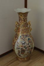 VECCHIO VASO IN CERAMICA CINESE ROYAL SATSUMA MADE IN CHINA cm. 60 X 17   [SA17]