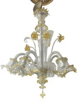 Lampadario in Vetro di Murano oro 5 Luci – Eleganza e Artigianalità Veneziana