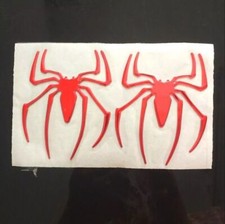 2X ADESIVI RAGNO 3D CROMATO ROSSO STICKER AUTO TUNING MOTO SCOOTER 6X8cm