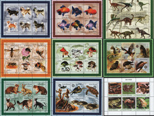 Foglietti francobolli tematici Guinea-Bissau 2001/2003 - CANI-PESCI-GATTI-FUNGHI