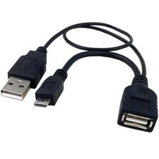 Techly Cavo USB A F 2.0 OTG Micro USB M con Alimentazione USB, 30cm Nero