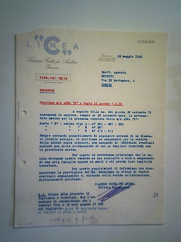Lettera linea giacomo costa - lettera,