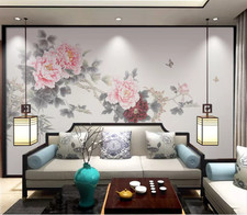 Carta da parati 3D rosa fiore