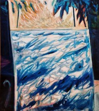 TOGO (Enzo Migneco), Mareggiata, tela 80x90, autentica. BELLISSIMO: SOLE e MARE!