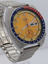 Seiko 6139-6002 Pogue Automatic Chronograph Yellow Dial Pepsi – Working