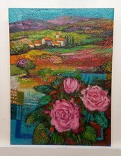 Quadro Dipinto Paesaggio Fiori