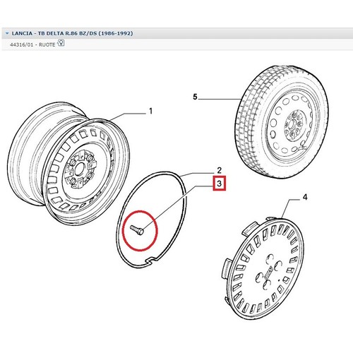 Bullone ruota per fiat - ruota, uno